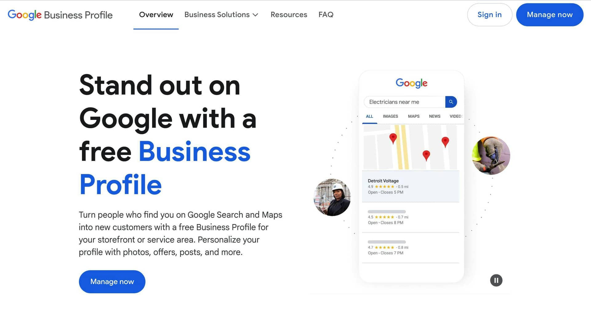 Google Business Profile Home Page