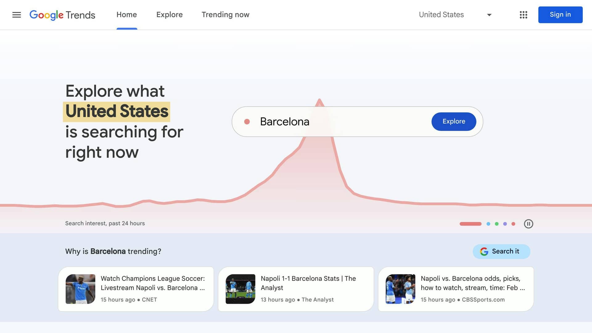 Google Trends Home Page